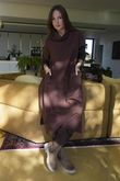 Scuba Stretch Funnel Neck Cocoon Dress Chocolate /3=